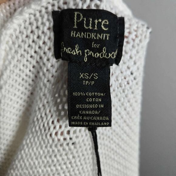 Pure Handknit 100% Cotton Open Wrap Cardigan Sweater Size XS/S NWT Fringe - Picture 3 of 4